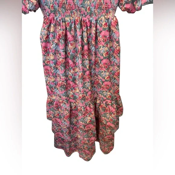 English Factory Pink Floral Smocked Tiered Ruffle Maxi Dress Size S EUC - Picture 7 of 12